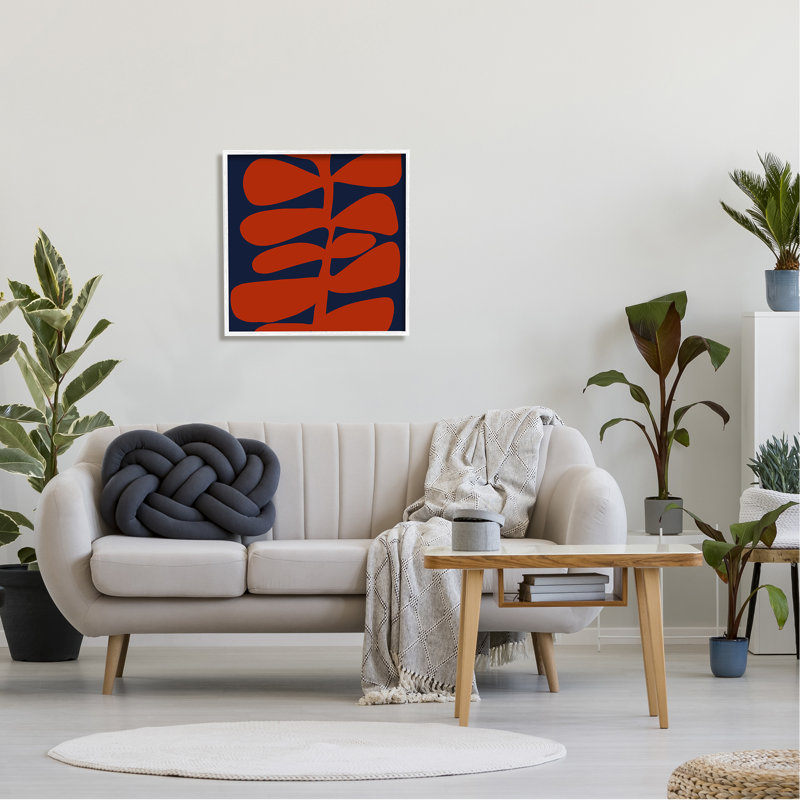 Fermeture contemporaine de feuille de plante, H 24 po x l 24 po x P 1,5 po, Giclée encadrée blanc bord de mer