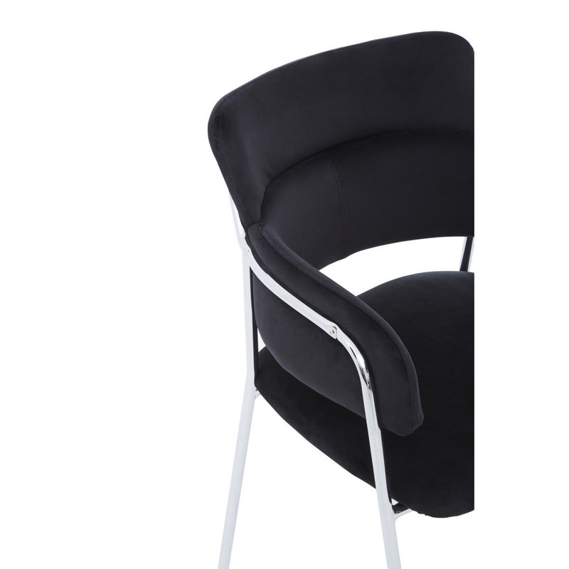Elsberry 46cm H Velvet Upholstered Armchair, Black, Silver