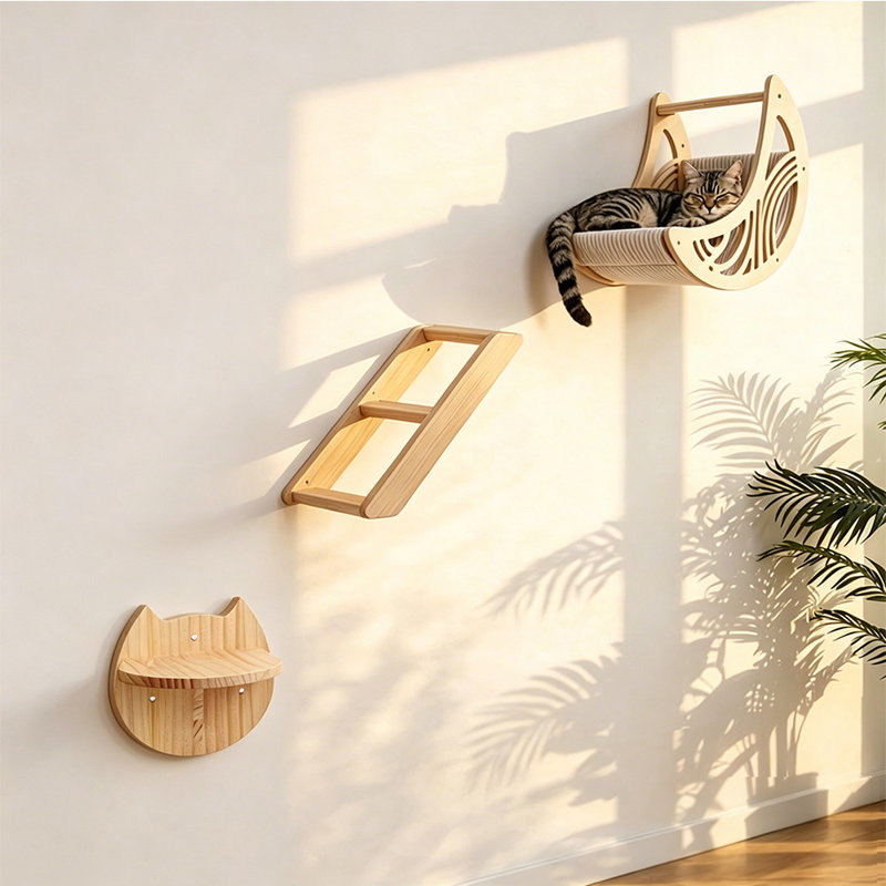 Ensemble de 3 hamacs et tablettes pour chat Gerlinda