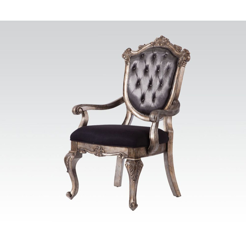 Fauteuil capitonné Kieley, Platine antique
