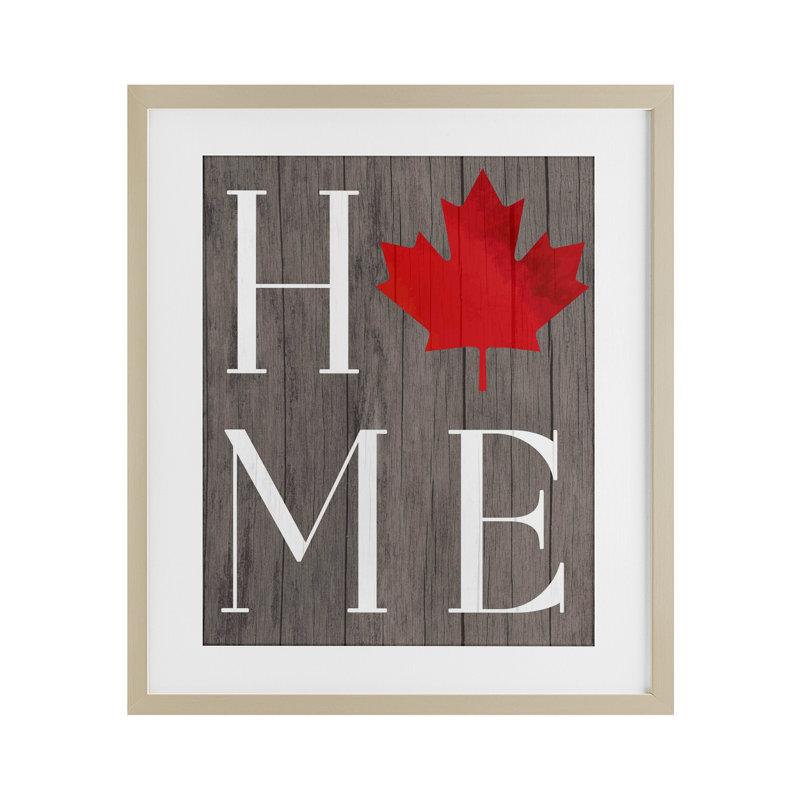 «Maple Leaf Home Typographie», reproduction encadrée sous verre, design par Lil 'Rue, H 16 po x l 13 po