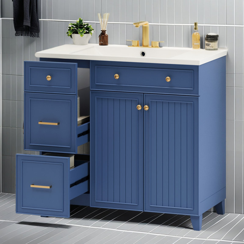 Meuble-lavabo 36 po (lavabo non inclus), Bleu