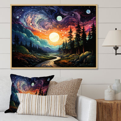 " Colorful Northernlights Road to Infinity II " Mixed Media Print