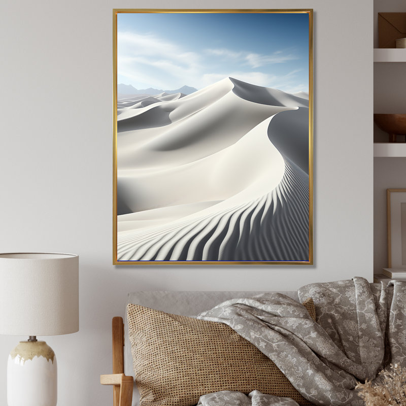 «Desert Dreams Minimalisme Embrace IV», art mural sur toile, Cadre flottant doré, H 32 po x l 24 po x P 1 po