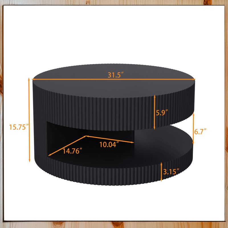 31.5'' Round Coffee Table, Black