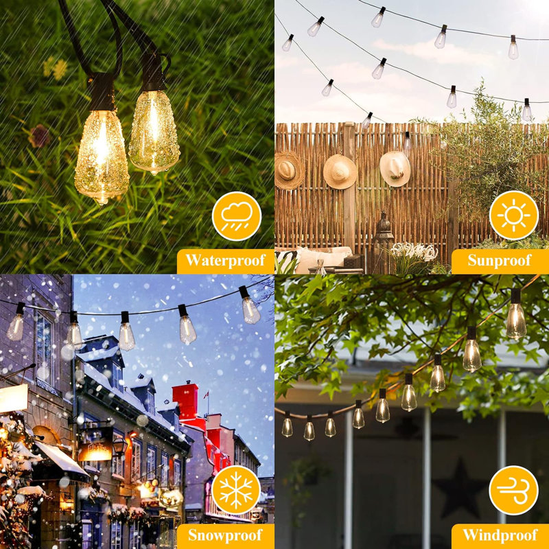 100FT Black LED Shatterproof Outdoor String Lights