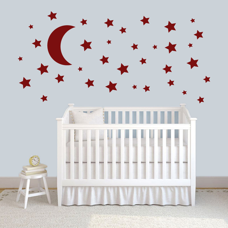 Adhésif décoratif lune et étoiles, Canneberge