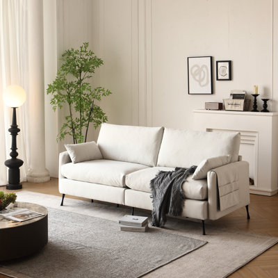 L 80 po de large taille 3 avec coussins d'accoudoirs et confort apaisant, blanc pour le salon, la chambre, le bureau, les sièges confortables,