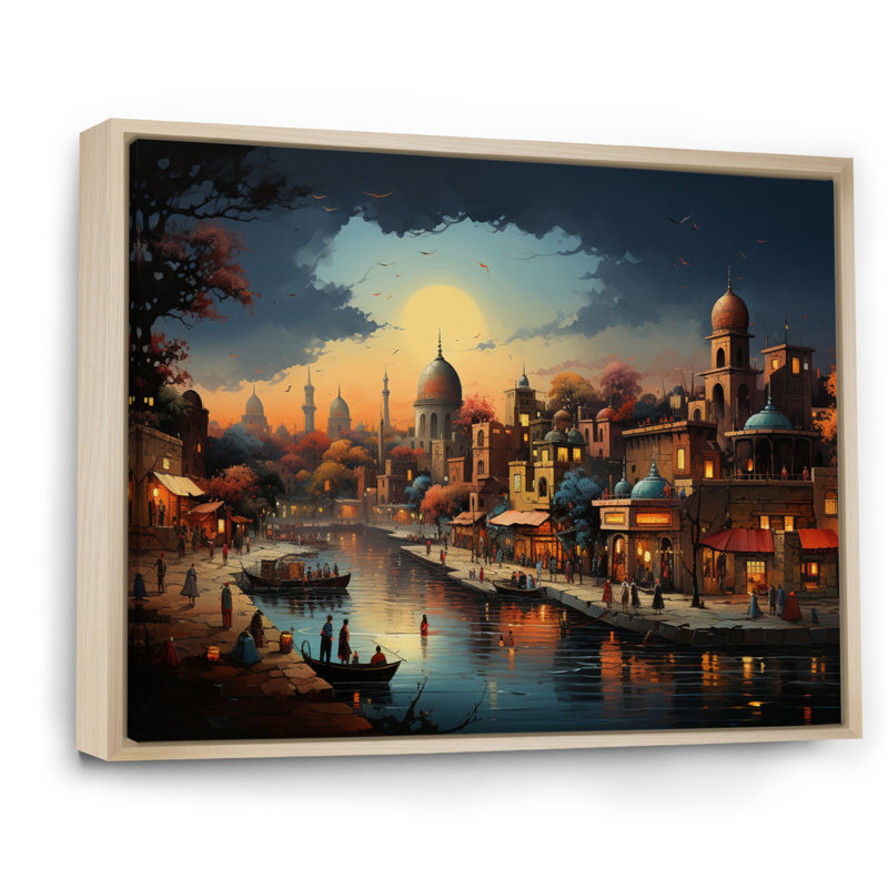 Art indien indien, art indien encadré, Cadre flottant érable, H 34 po x l 44 po x P 1,5 po