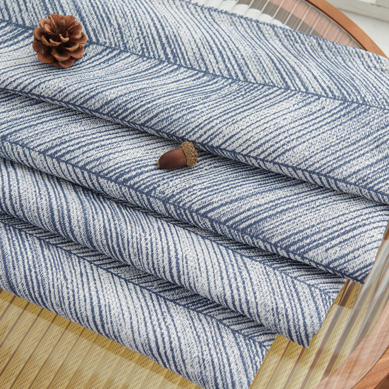 Grommet Jacquard Curtains with Herringbone Pattern for Living Room, 50" W x 96" L, Blue