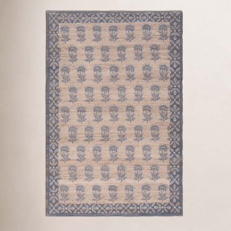 Nanni Saffron Hand Woven Performance Floral Indoor Rug, Square 6'