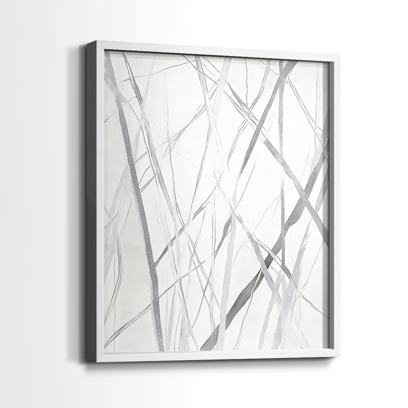 Série ABSTRACT DCCCLI - Impression encadrée de qualité supérieure - Prêt à être accroché - Aucun clou requis, Blanc