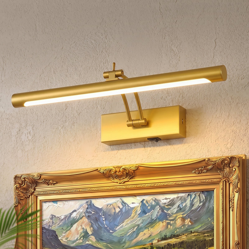 15.75 in. Brushed Gold LED Picture Light with Remote Control, Dimmable, Rotatable Design, Timer and Multiple Color Temperatures