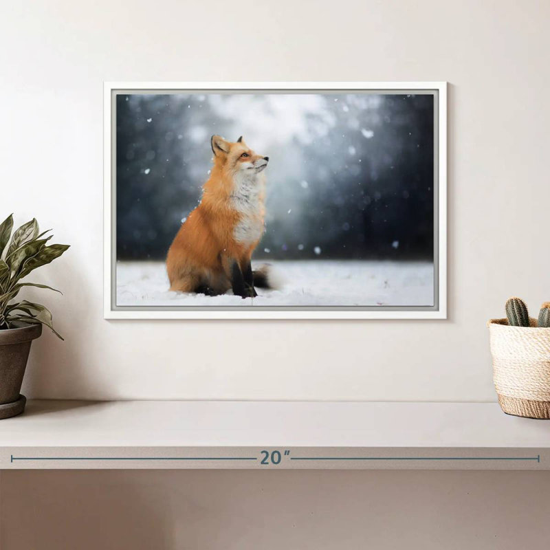 Dreamy Winter Fox, Cadre flottant blanc, 13 po x 9 po