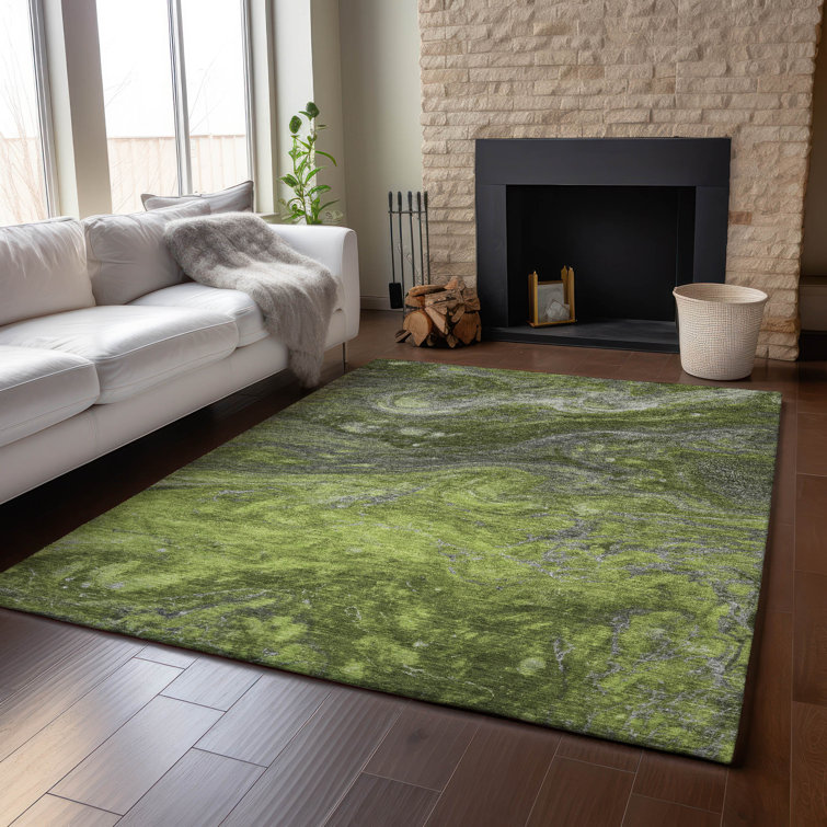 Premium Machine Washable Cerrito AMF599 Green Rug