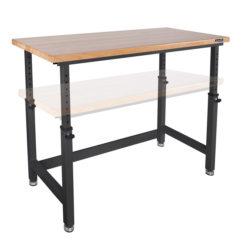 Seville Classics UltraHD Adjustable Height Workbench, 60" W x 24" D x 28.5" - 42" H, Graphite