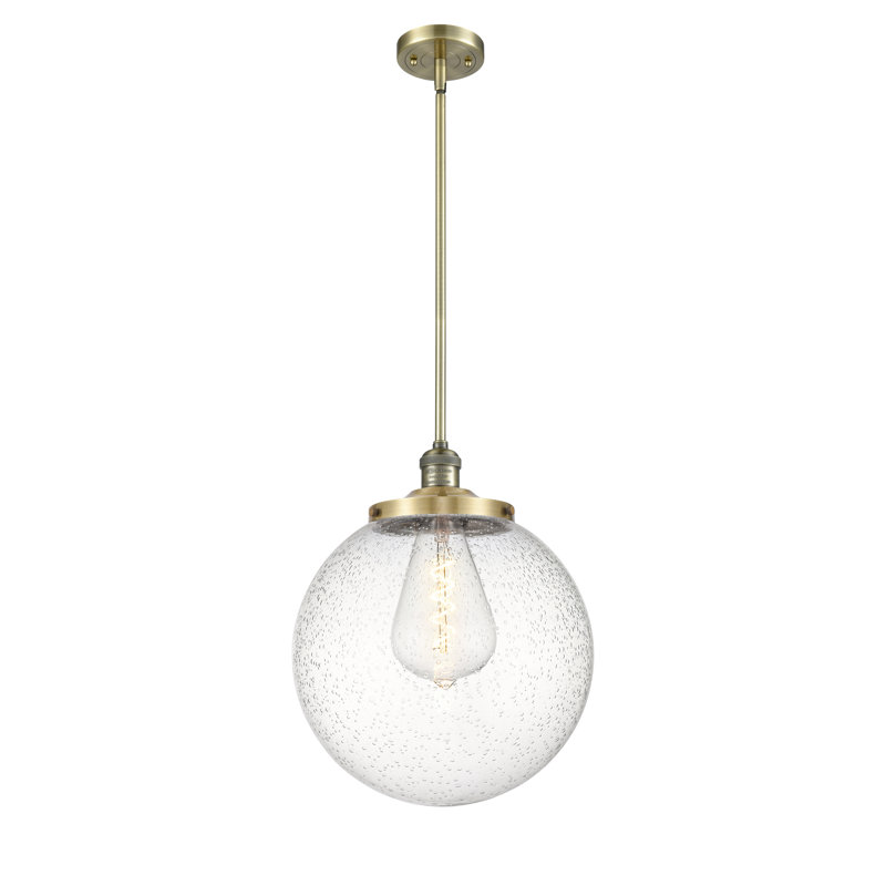 Luminaire suspendu simple à 1 lumière Frederick, Grainé, Laiton antique