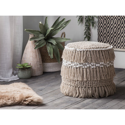 Genaro 44cm Wide Round Solid Colour Pouffe Ottoman