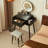 Ridaa Small Makeup Vanity Table Set with 3 Modes Brightness Adjustable Lighted Mirror, Compact Vanity Desk with Charging Station & Cushioned Stool, Dressing Table for Bedroom Apartment with Storage Drawer, for Kid Gift-91898738