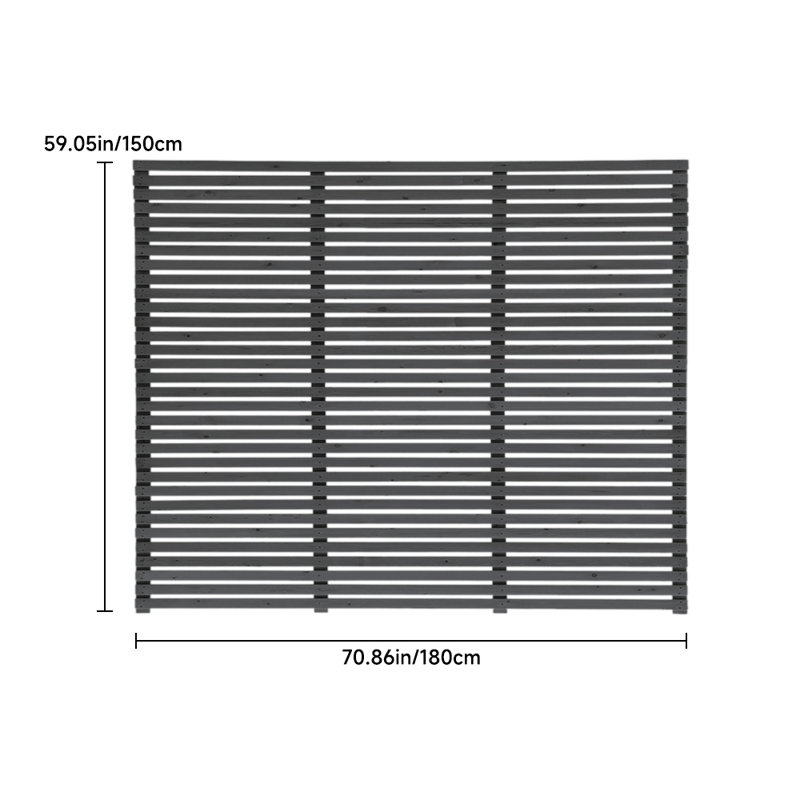 Garden Pine Fence, Grey, 180cm H x 150cm W x 6cm D