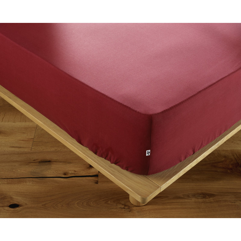 Buckius 100% Cotton Flannel Fitted Sheet, 140 x 190 cm, Burgundy