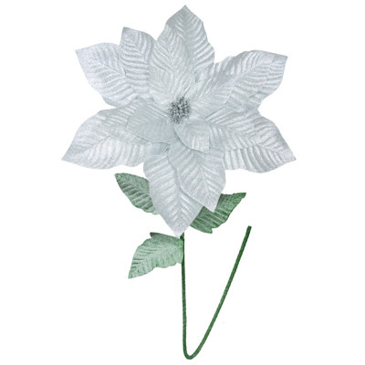 41,5 po. Poinsettia scintillant avec tige argentée