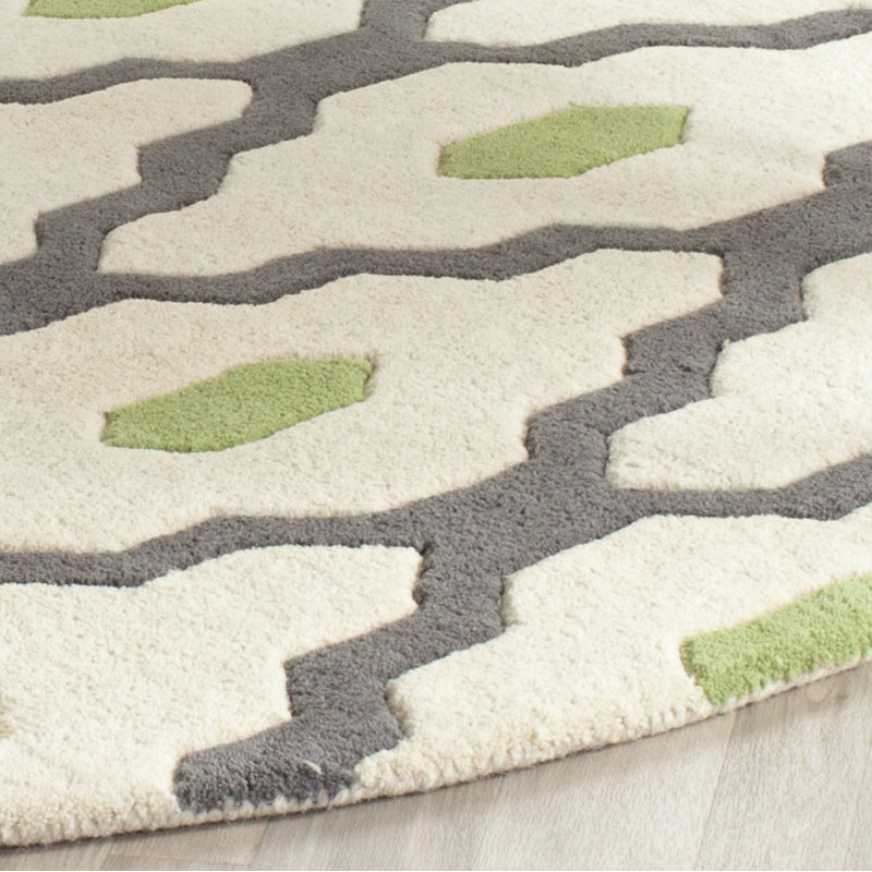 Carolene Hand Tufted Wool Geometric Rug, Round 5'