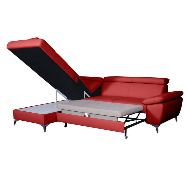 Ashianna 4 Seater Sofa Bed, Red, Left Hand Facing