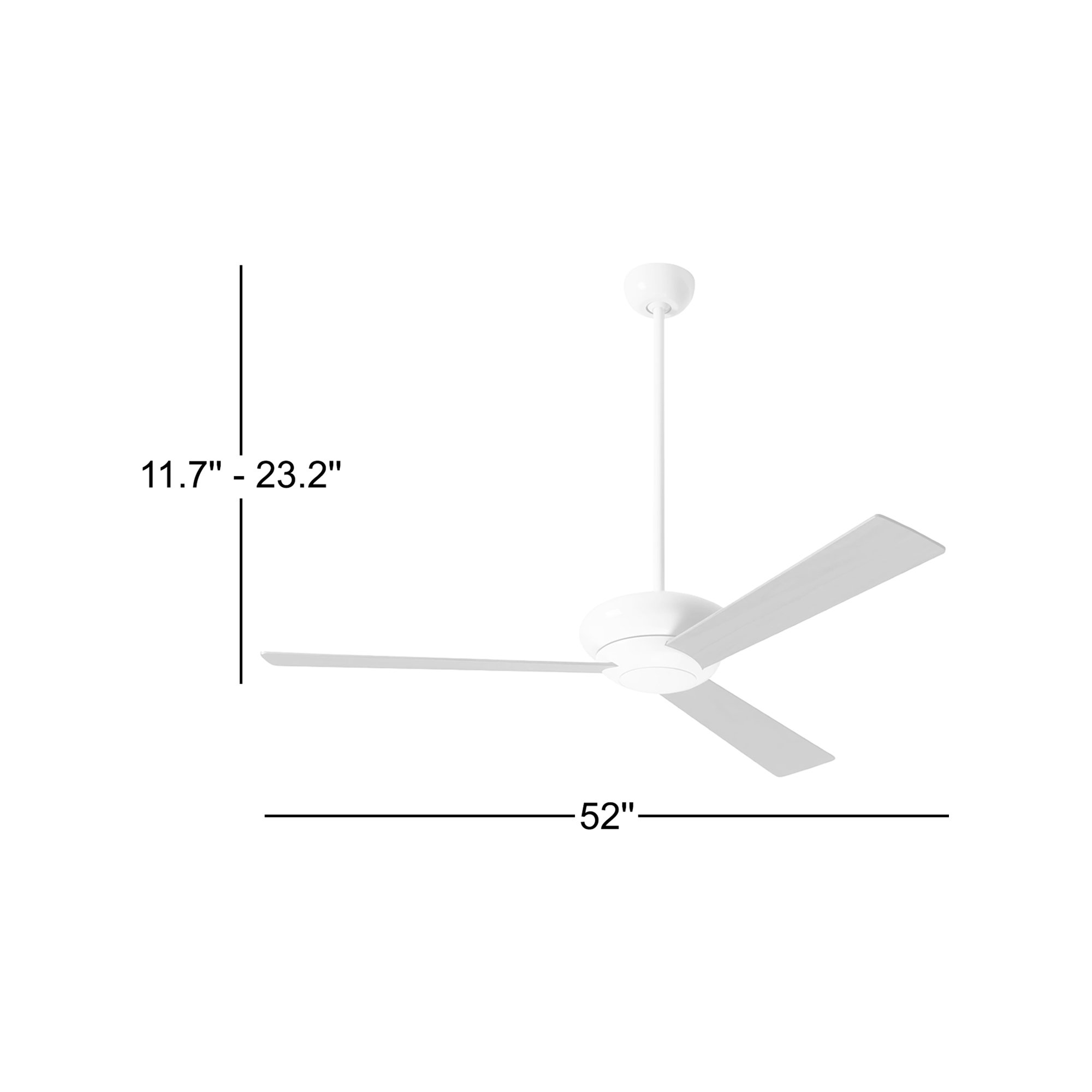 52'' 3 Blade Ceiling Fan, Maple, Dark Bronze, Handheld Remote Control (2-wire)