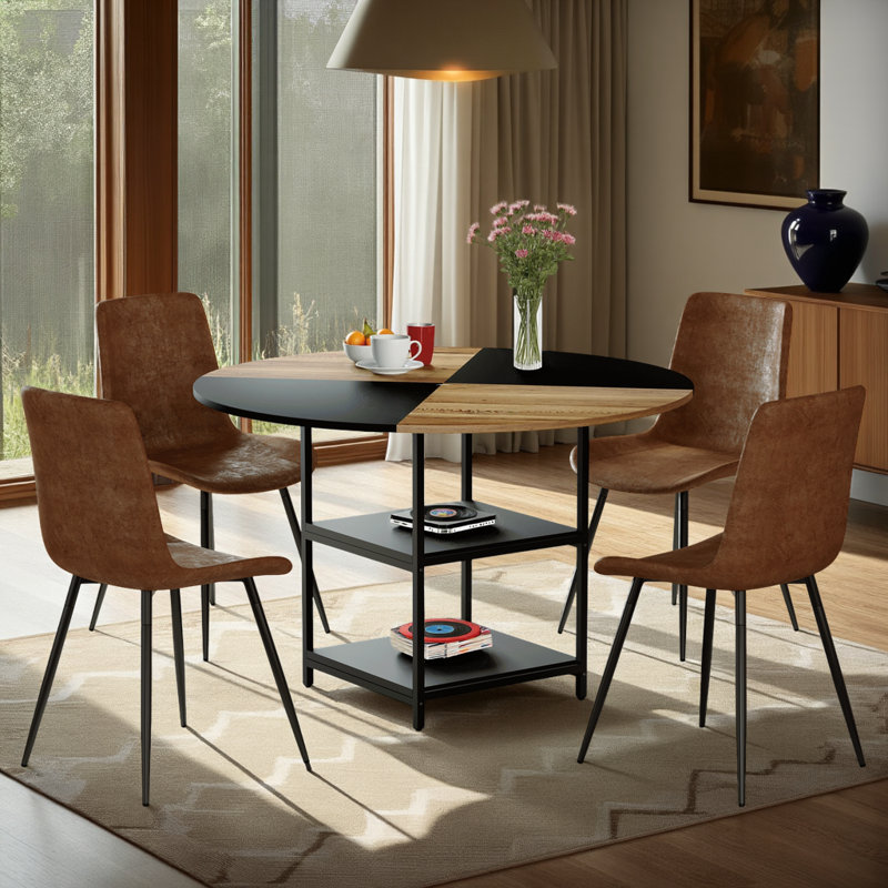 Ensemble de table et 4 chaises, rangement double couche, 47,3 po