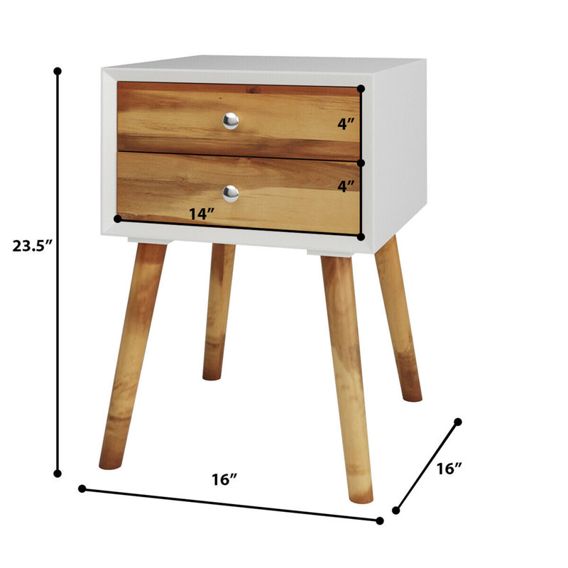 Poche 16'' W Nightstand, White/Brown
