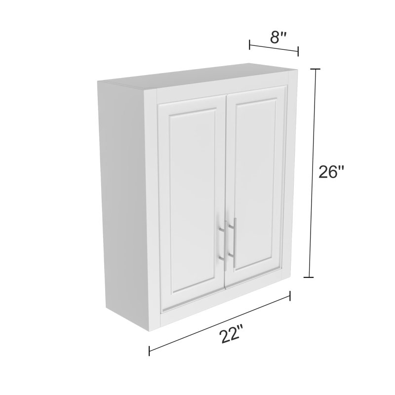 26"H x 22"W Bathroom Storage Wall Bathroom Cabinet, White
