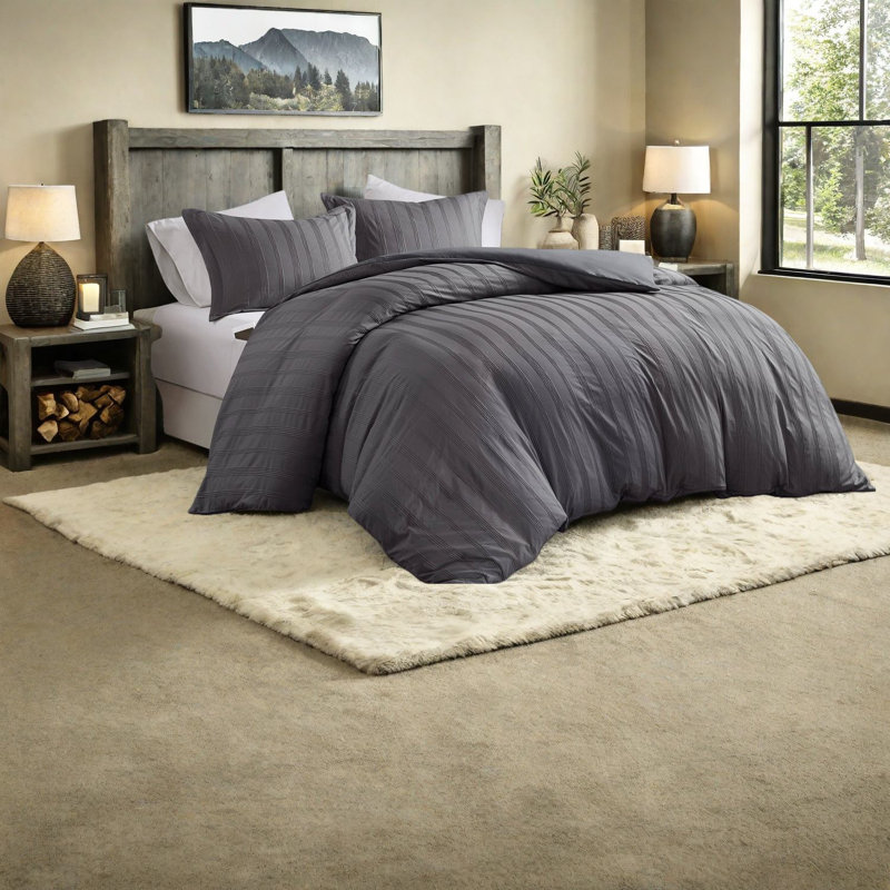 Ensembles de literie grand lit moderne, polyester durable avec motif rayé pour le confort de la maison