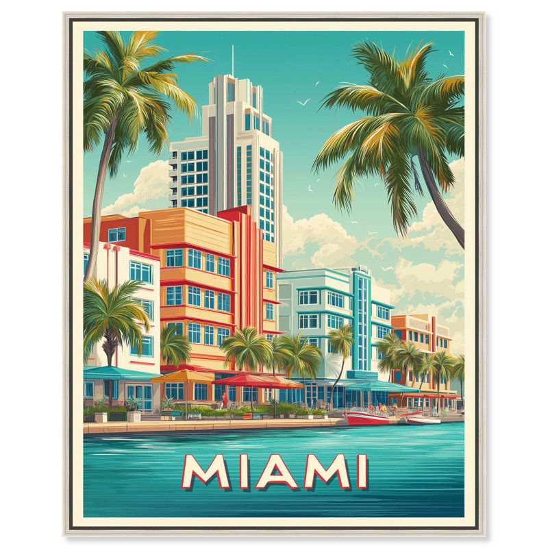 «Miami Deco I», reproduction d'art sur toile par Art Remedy, Structure noire, H 21 po x l 17 po