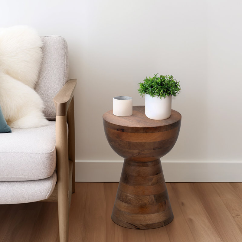 Table de bout en bois Odera, table d'appoint ronde avec base effilée, table d'appoint brune, pour la maison, le bureau, la chambre à coucher ou le salon, 24 po