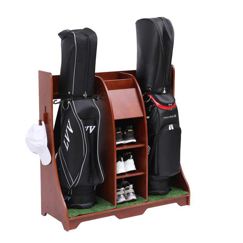 Stephanos Wood Adjustable Multi-Use Golf Shelf, Brown