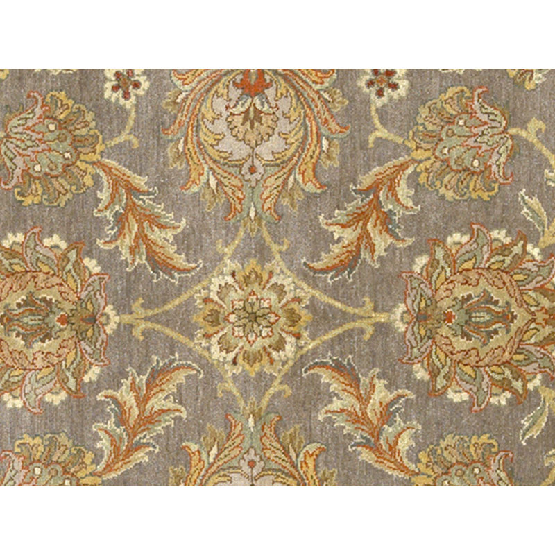 Hand Knotted Wool Oriental Area Rug in Grey And Ivory