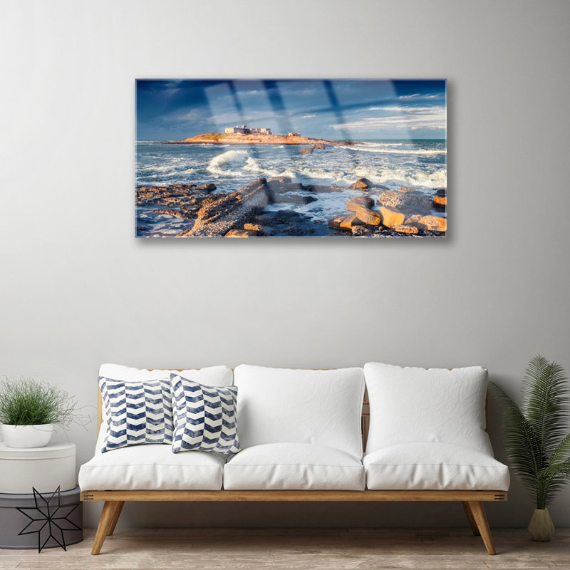 Landscape Sea Stones - Unframed Photograph on Glass