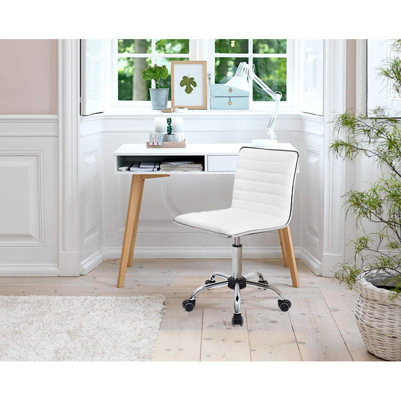 Kaycee Faux Leather Mid Back Swivel Computer Task Desk Chair, White