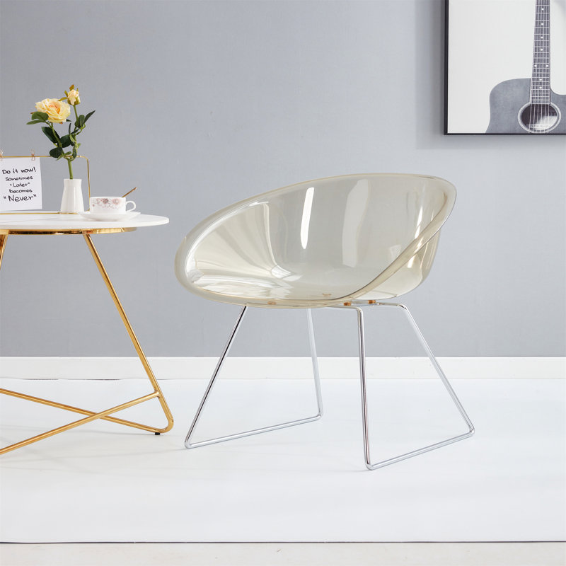 Chaise d'appoint transparente, demi-cercle, 2 pièces par ensemble, Brun / blanc