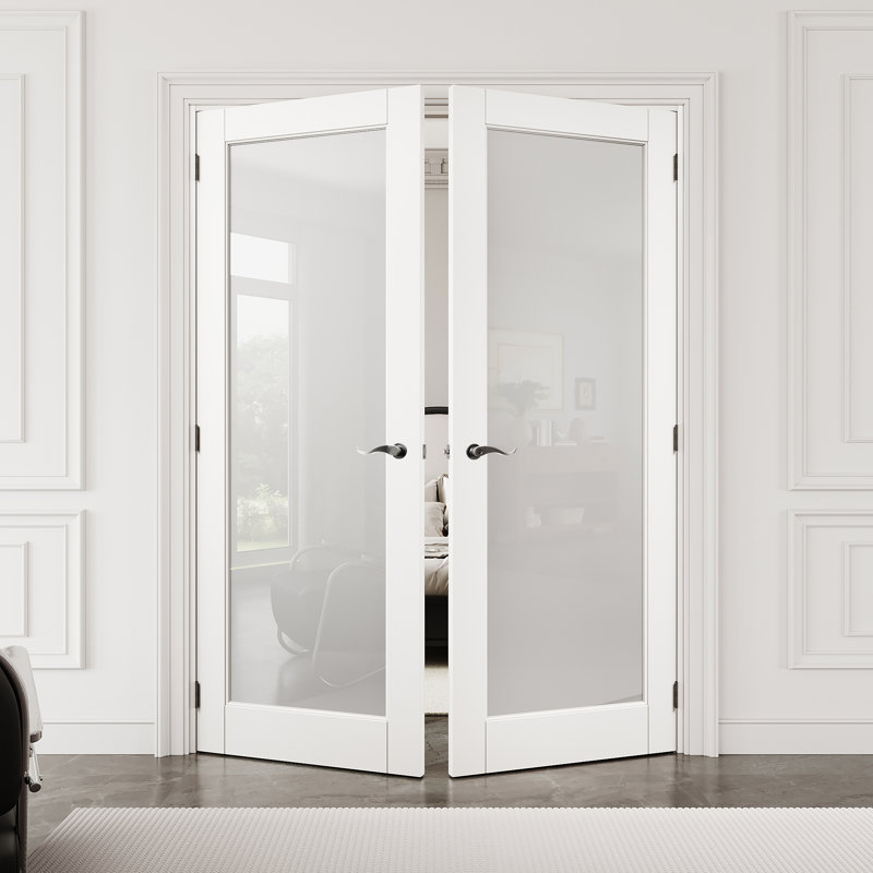 1 porte intérieure double vitrée en verre givré 1-Lite avec quincaillerie d'installation / poignées, 60 po x 80 po
