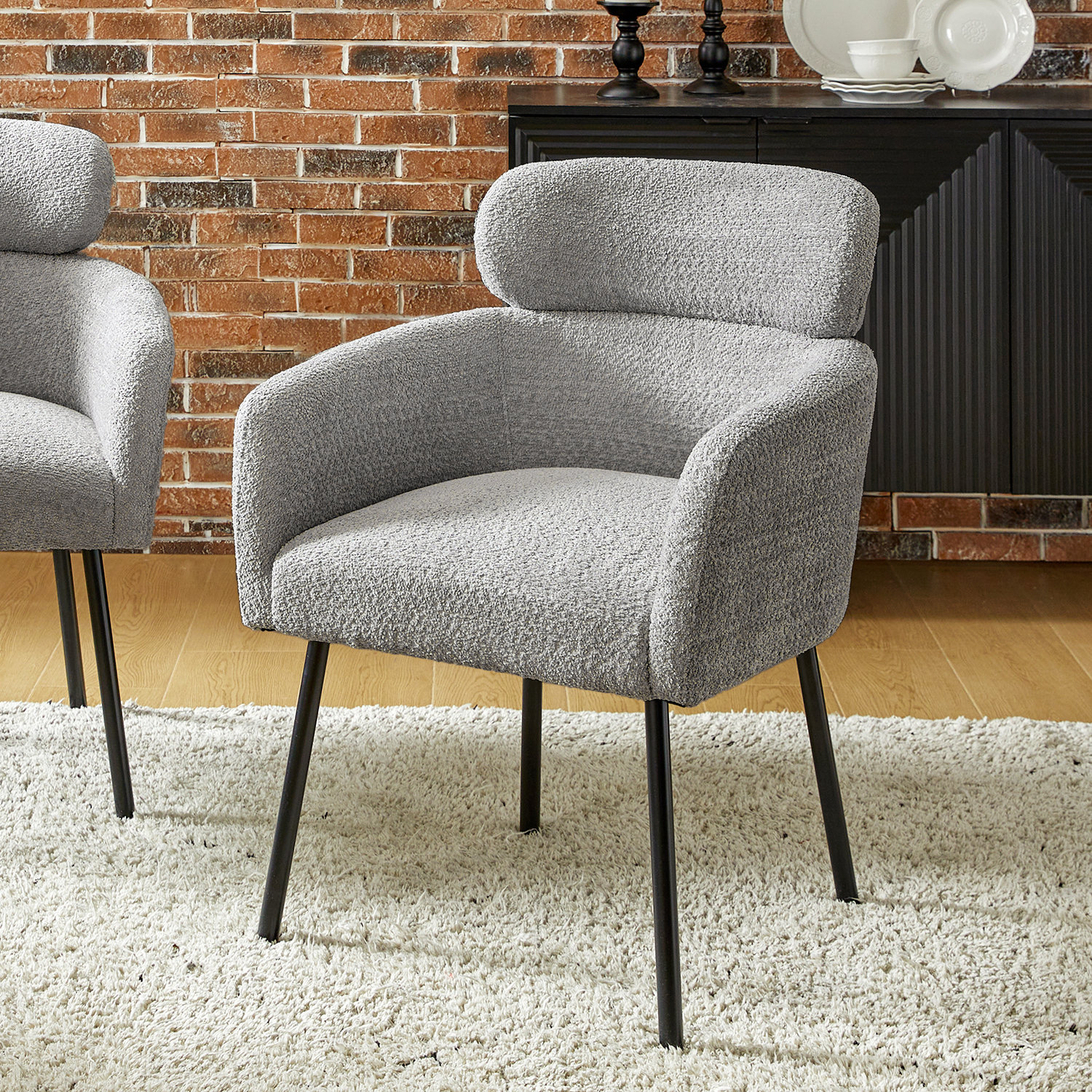 Corrigan Studio® Marnette Boucle Dining Chair With Adjustment Feet ...