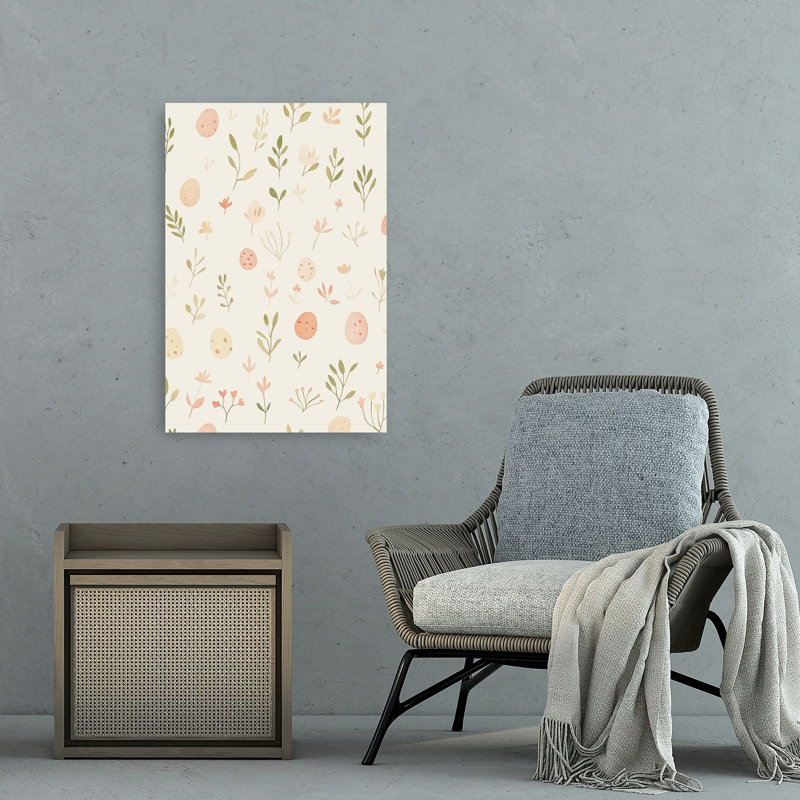 Soft Botanical Easter Eggs Delicate Organic Abstract Nature Spring Wall Art Print by Pictufy Studio IV - Wrapped Canvas Print