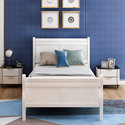 Lit plateforme avec base de lit en bois et lit-bateau
