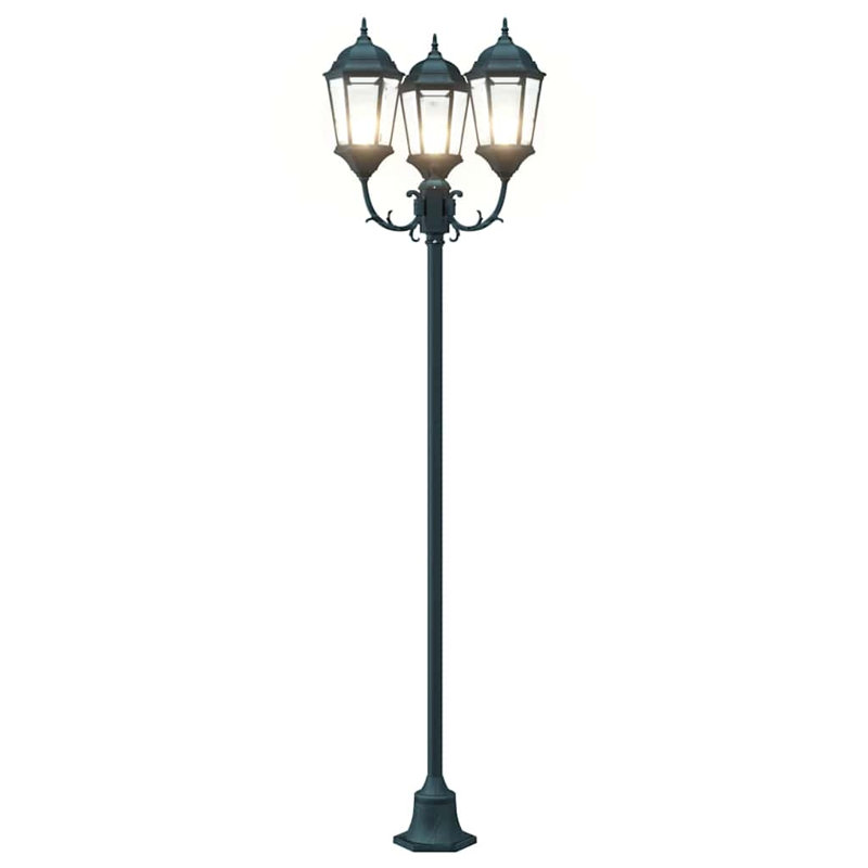Garden Light Aluminium and Glass Pathway Lights Outdoor Lighting, Dark Green Aluminum, 241cm H x 57cm W x 49cm D
