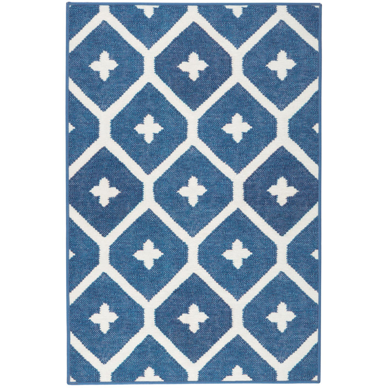 Elizabeth Navy Machine Washable Rug, Rectangle 4' x 6'