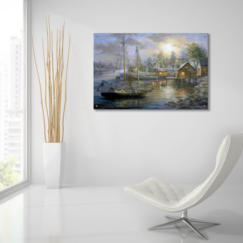  «Harbor Town» par Nicky Boehme, art mural en verre acrylique, 36 po x 24 po, H 24 po x l 36 po