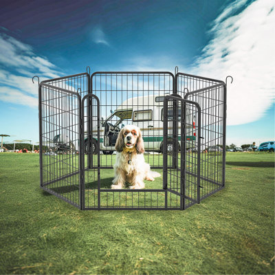 6 Panels Heavy Duty Metal Playpen With Door,31.7"H Dog Fence Pet Exercise Pen For Outdoor, Indoor