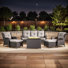 Wendye 6-Piece Outdoor Furniture Sofa Set With 2 Patio Chairs, 2 Ottomans & 55K BTU Fire Pit Table