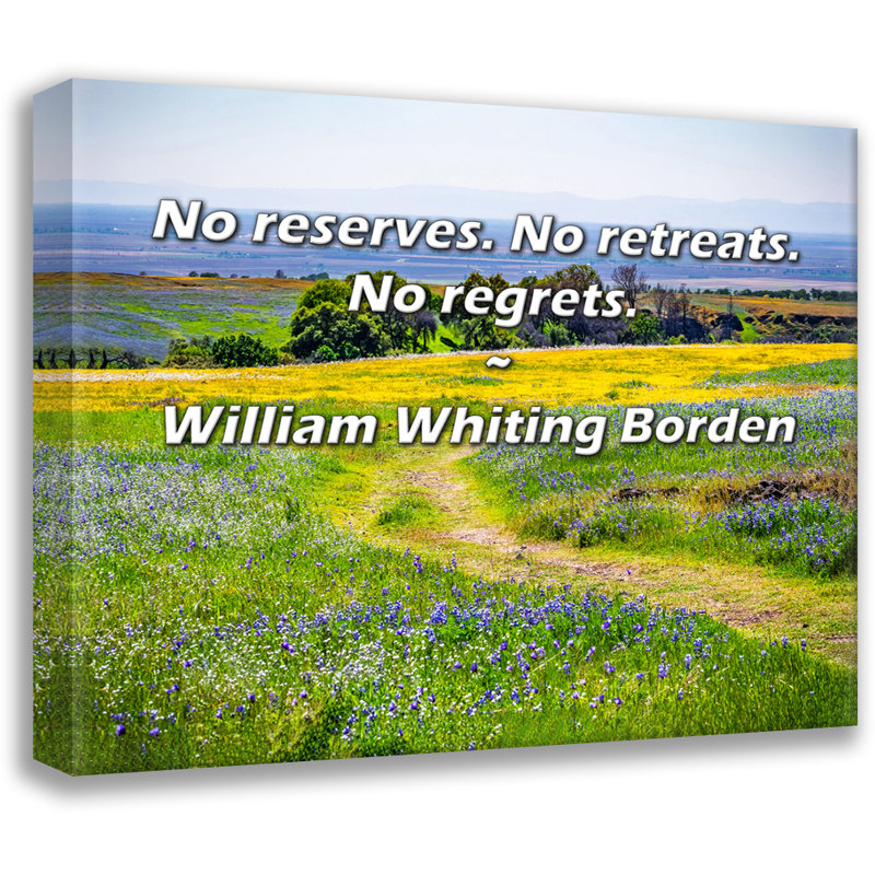 Citation artistique «Pas de réserve. Pas de retraite. Pas de regrets». Toile tendue par William Whiting Borden
